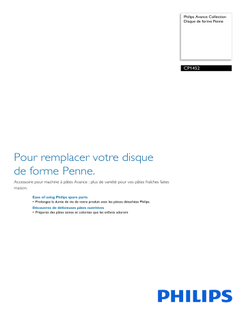 Philips CP1452/01 Avance Collection Disque de forme Penne Manuel utilisateur | Fixfr