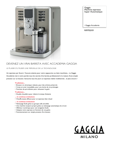 Gaggia RI9702/01 Gaggia Machine espresso Super Automatique Manuel utilisateur | Fixfr