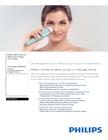 Philips SC5278/13 VisaPure Essential Appareil de nettoyage pour le visage Manuel utilisateur | Fixfr