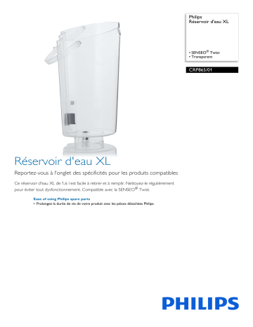 Philips CRP865/01 Réservoir d'eau XL Manuel utilisateur | Fixfr