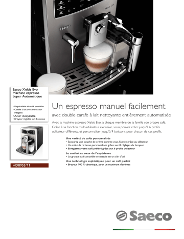 Saeco HD8953/11 Saeco Xelsis Evo Machine espresso Super Automatique Manuel utilisateur | Fixfr