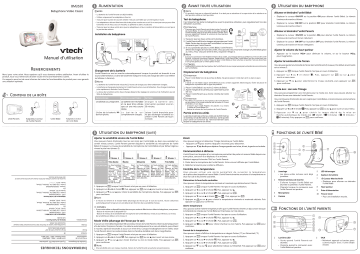 BM-2650 | VTech Babyphone Vidéo Classic Mode d'emploi | Fixfr