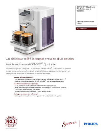 SENSEO® HD7860/11 SENSEO® Quadrante Machine à café à dosettes Manuel utilisateur | Fixfr