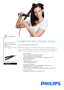 Philips HP8320/00 Lisseur ionique Essential Care Manuel utilisateur