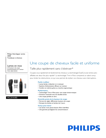 Philips HC3510/85 Hairclipper series 3000 Tondeuse à cheveux Manuel utilisateur | Fixfr