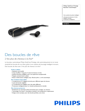 Philips BHB876/00R1 StyleCare Prestige Boucleur automatique Manuel utilisateur | Fixfr