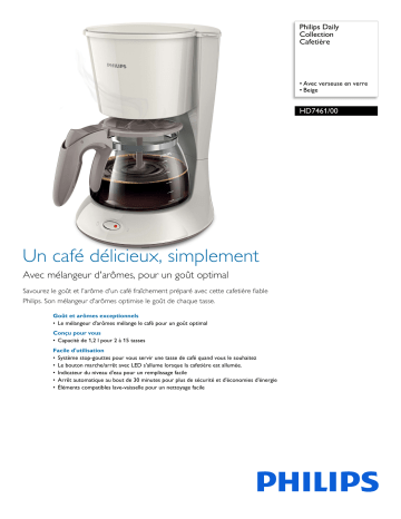 Philips HD7461/00 Daily Collection Cafetière Manuel utilisateur | Fixfr