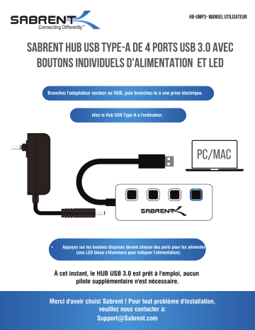 Sabrent HUB USB 4 ports Manuel utilisateur | Fixfr