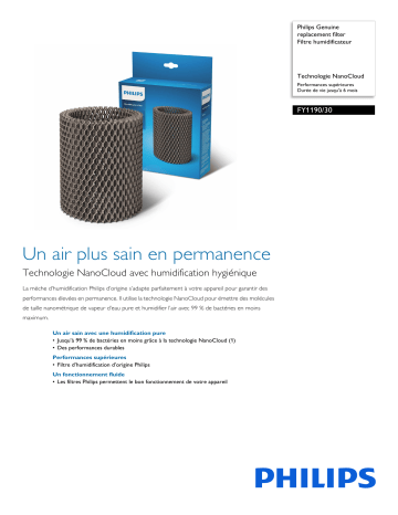 Philips FY1190/30 Genuine replacement filter Filtre humidificateur Manuel utilisateur | Fixfr