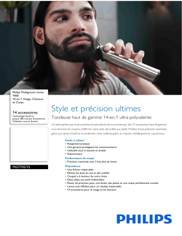 Philips MG7745/15 Multigroom series 7000 14-en-1 Visage, Cheveux et Corps Manuel utilisateur | Fixfr