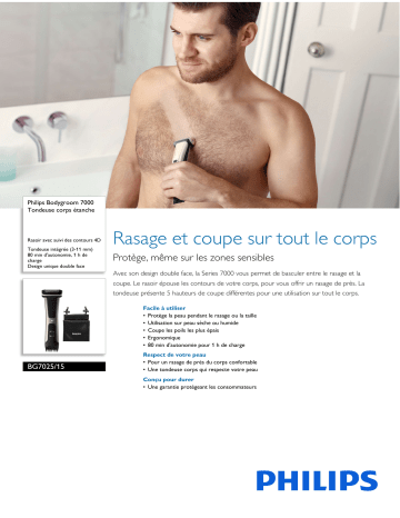 Philips BG7025/15 Bodygroom 7000 Tondeuse corps étanche Manuel utilisateur | Fixfr