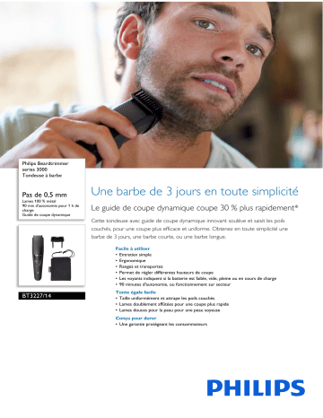 Philips BT3227/14 Beardtrimmer series 3000 Tondeuse à barbe Manuel utilisateur | Fixfr
