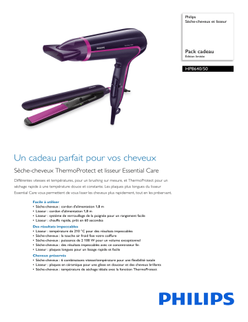 Philips HP8640/50 Sèche-cheveux et lisseur Manuel utilisateur | Fixfr