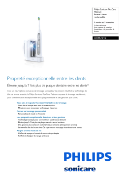 Sonicare HX9172/10 Sonicare FlexCare Platinum Brosse à dents rechargeable Manuel utilisateur