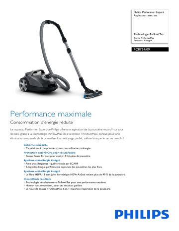 Philips FC8724/09 Performer Expert Aspirateur avec sac Manuel utilisateur | Fixfr