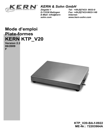 KTP 60V20NLM | KTP 300V20NM | KTP 30V20NM | KTP 15V20NM | KTP 6V20NM | KTP 60V20NM | KTP 6V20NLM | KTP 150V20NM | KERN KTP 150V20NLM Mode d'emploi | Fixfr