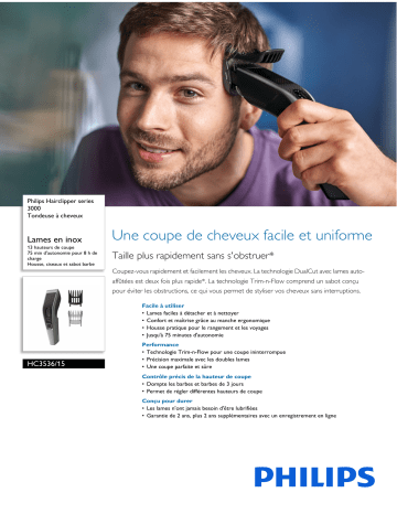 Philips HC3536/15 Hairclipper series 3000 Tondeuse à cheveux Manuel utilisateur | Fixfr