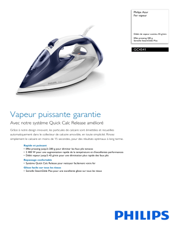 Philips GC4541/20R1 Azur Fer vapeur Manuel utilisateur | Fixfr