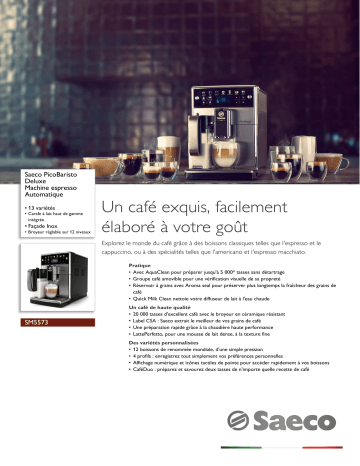 Saeco SM5573/10R1 Saeco PicoBaristo Deluxe Machine espresso Automatique Manuel utilisateur | Fixfr