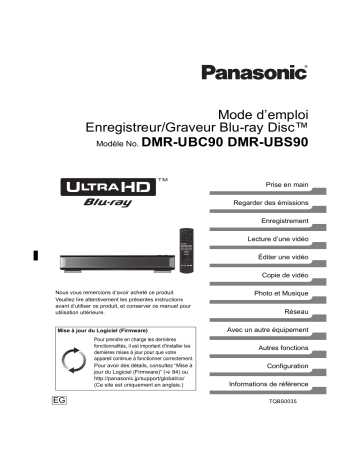 Panasonic DMR-UBC90EGK Enregistreur Blu-ray UHD Manuel utilisateur | Fixfr