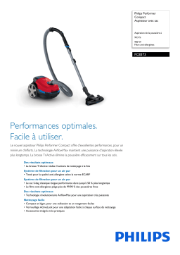 Philips FC8373/09R1 Performer Compact Aspirateur avec sac Manuel utilisateur