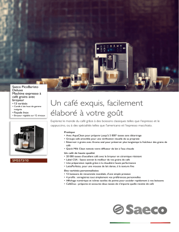 Saeco SM5573/10 Saeco PicoBaristo Deluxe Machine expresso à café grains avec broyeur Manuel utilisateur | Fixfr