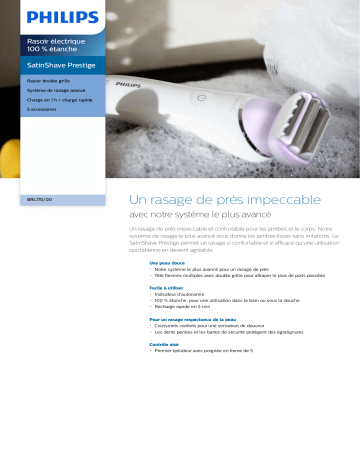 Philips BRL170/00 SatinShave Prestige Rasoir électrique 100 % étanche Manuel utilisateur | Fixfr