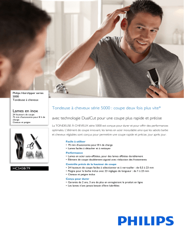 Philips HC5438/79 Hairclipper series 5000 Tondeuse à cheveux Manuel utilisateur | Fixfr