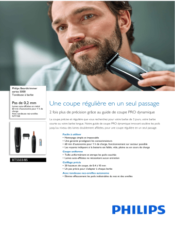Philips BT5503/85 Beardtrimmer series 5000 Tondeuse à barbe Manuel utilisateur | Fixfr