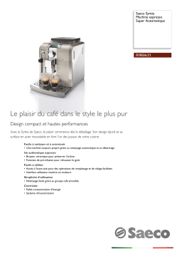 Saeco RI9836/21 Saeco Syntia Machine espresso Super Automatique Manuel utilisateur