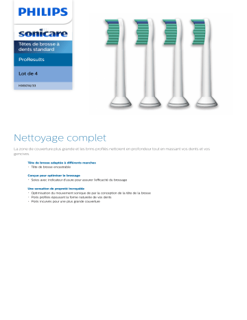 Sonicare HX6014/33 Sonicare ProResults Têtes de brosse à dents standard Manuel utilisateur | Fixfr