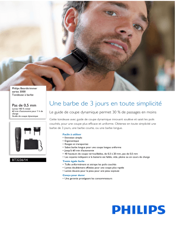 Philips BT3236/14 Beardtrimmer series 3000 Tondeuse à barbe Manuel utilisateur | Fixfr