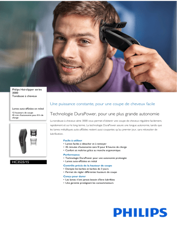 Philips HC3525/15 Hairclipper series 3000 Tondeuse à cheveux Manuel utilisateur | Fixfr