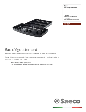 Saeco CP1067/01 Saeco Bac d'égouttement Manuel utilisateur | Fixfr
