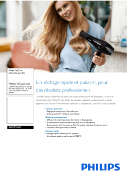 Philips BHD274/00 DryCare Sèche-cheveux Pro Manuel utilisateur