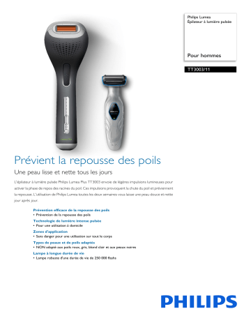 Philips TT3003/11 Lumea Épilateur à lumière pulsée Manuel utilisateur | Fixfr