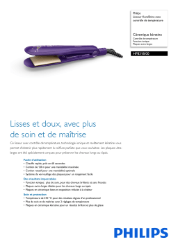 Philips HP8318/00 Lisseur KeraShine avec contrôle de température Manuel utilisateur