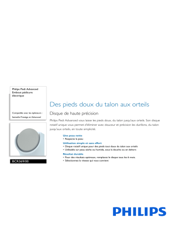 Philips BCR369/00 Pedi Advanced Embout pédicure électrique Manuel utilisateur | Fixfr