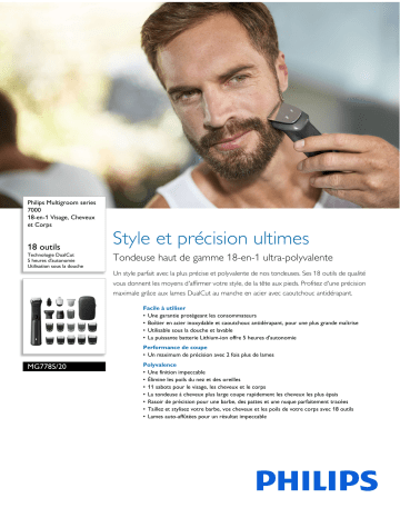 Philips MG7785/20 Multigroom series 7000 18-en-1 Visage, Cheveux et Corps Manuel utilisateur | Fixfr