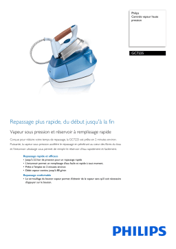 Philips GC7225/01 Centrale vapeur haute pression Manuel utilisateur