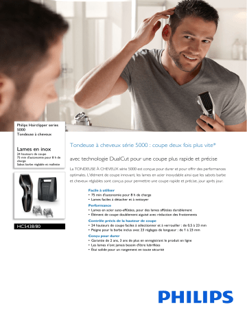Philips HC5438/80 Hairclipper series 5000 Tondeuse à cheveux Manuel utilisateur | Fixfr