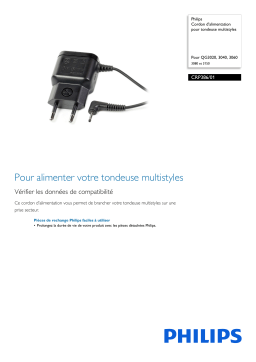 Philips CRP386/01 Cordon d'alimentation pour tondeuse multistyles Manuel utilisateur