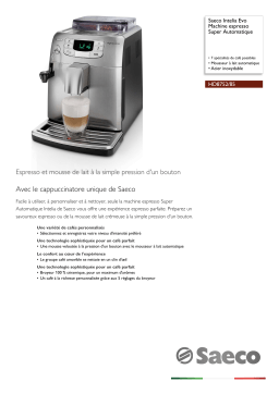 Saeco HD8752/85 Saeco Intelia Evo Machine espresso Super Automatique Manuel utilisateur