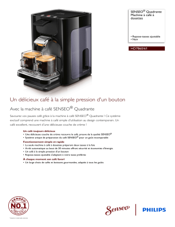SENSEO® HD7860/61 SENSEO® Quadrante Machine à café à dosettes Manuel utilisateur | Fixfr