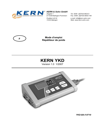 KERN YKD-A01 Mode d'emploi | Fixfr