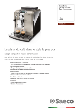 Saeco RI9836/11 Saeco Syntia Machine espresso Super Automatique Manuel utilisateur