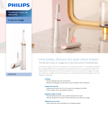 Philips HP6393/00 Tondeuse-stylo de retouche Manuel utilisateur | Fixfr