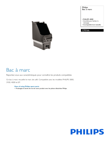 Philips CP0166/01 Bac à marc Manuel utilisateur | Fixfr