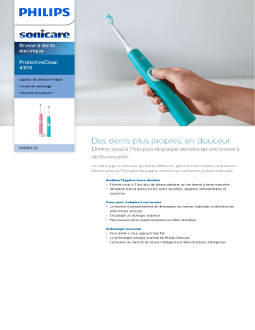 Sonicare HX6802/35 Sonicare ProtectiveClean 4300 Brosse à dents électrique Manuel utilisateur | Fixfr