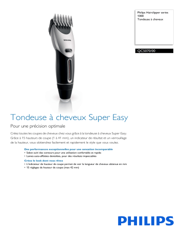 Philips QC5070/00 Hairclipper series 1000 Tondeuse à cheveux Manuel utilisateur | Fixfr